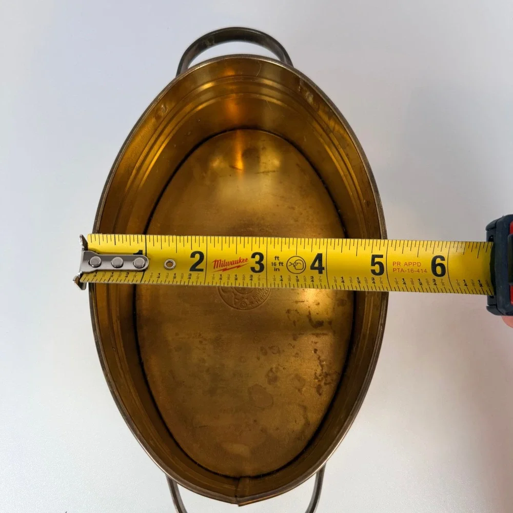 Vintage Brass Oval Planter Pot with Handles‎ Decorative Accent